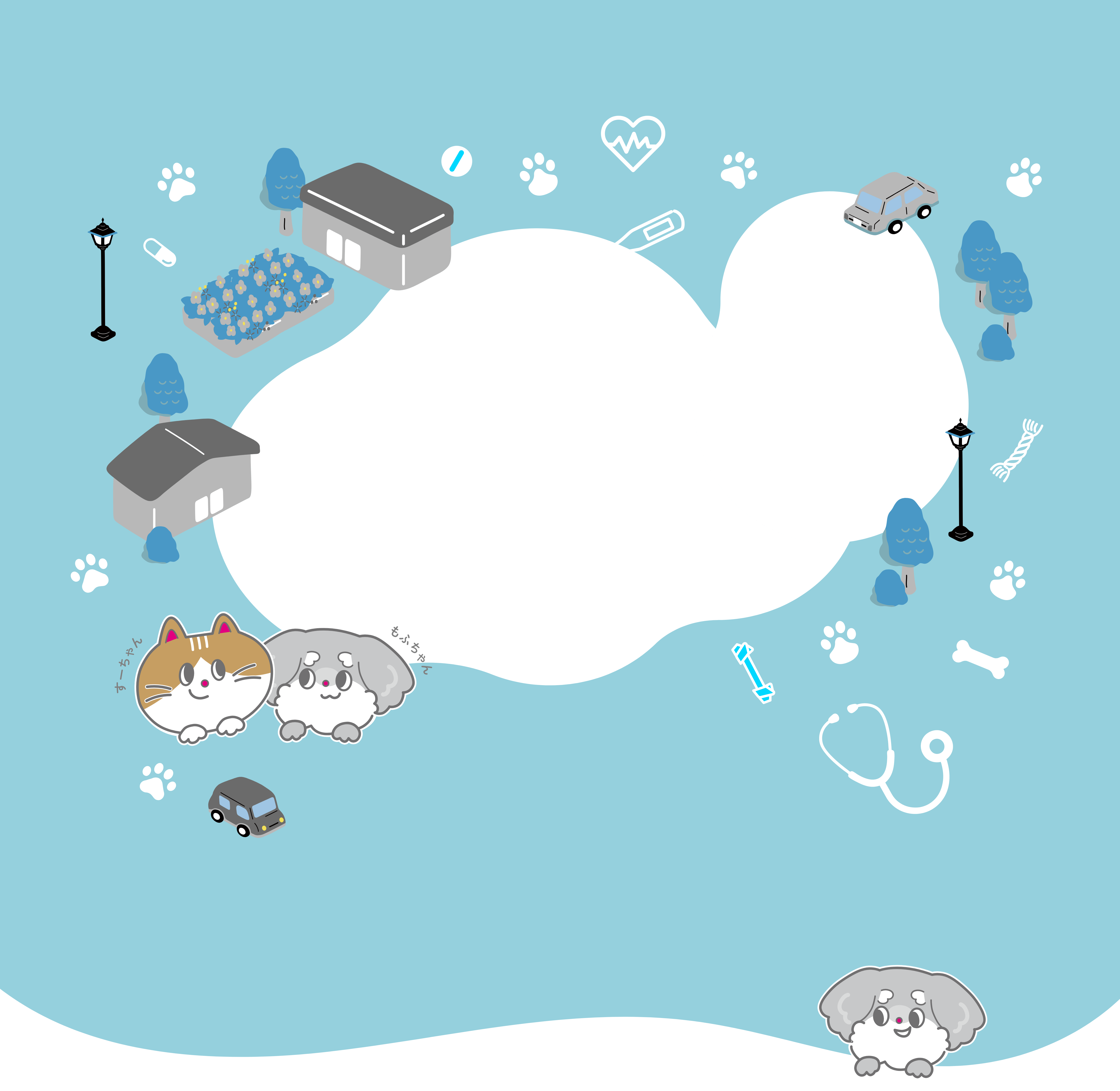 犬や猫のアイコンを含むイラスト。